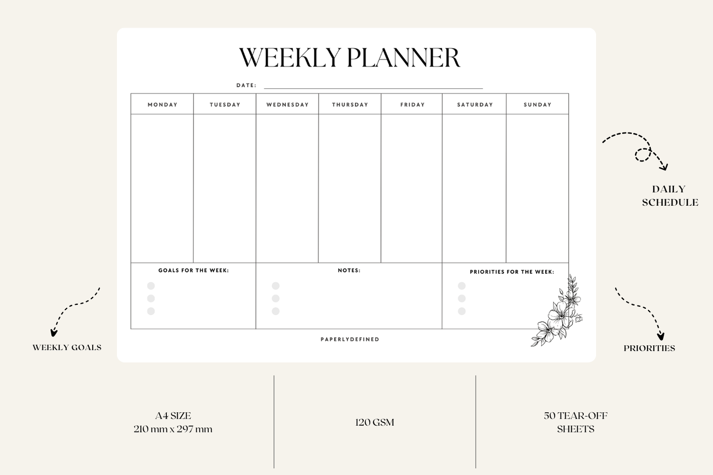 A4 Weekly Planner Notepad