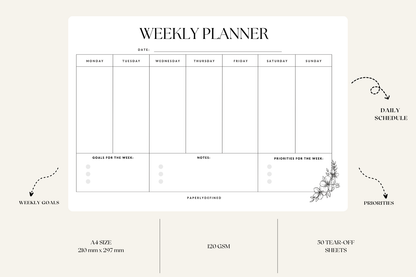 A4 Weekly Planner Notepad